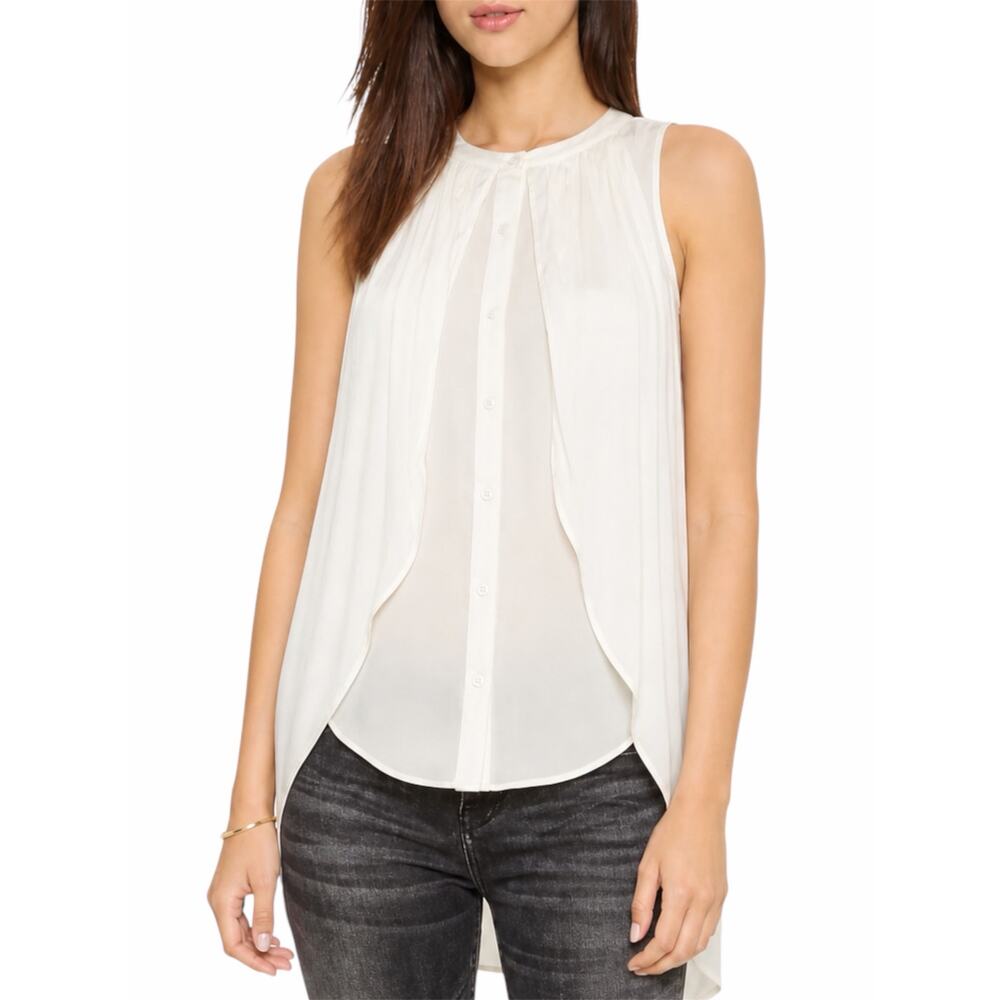 addison Revolve Cascade Hem Button Front Drapey Blouse Ivory Size S